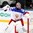 MINSK, BELARUS - MAY 9: Russia's Sergei Bobrovski #72 directing traffic from his goal during preliminary round action against Switzerland at the 2014 IIHF Ice Hockey World Championship. (Photo by Andre Ringuette/HHOF-IIHF Images)

